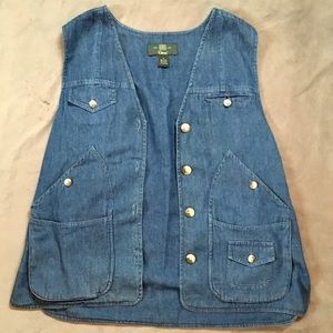 Orvis Denim Vest Pockets Blue Outdoors Tactical M